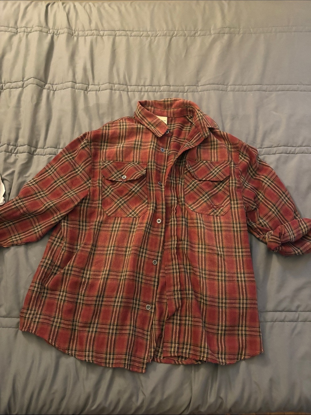 YoungLA Red Plaid Utility Shacket with Yellow and Black Accents